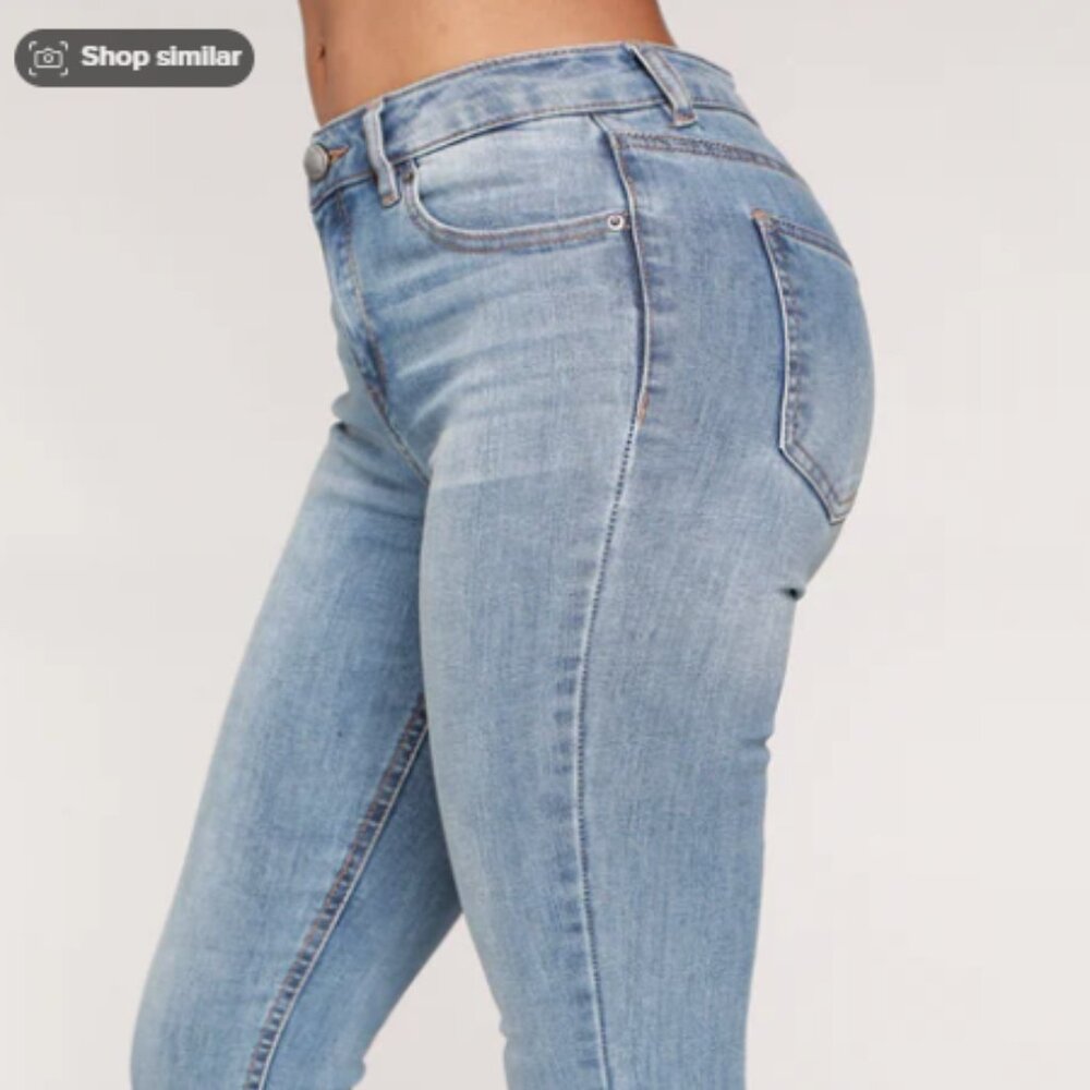 Fashion Nova Light Blue Denim Skinny Leg High Waist Jeans